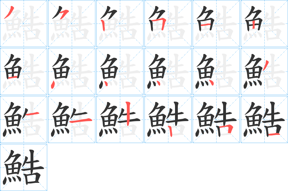 鯌字笔顺步骤