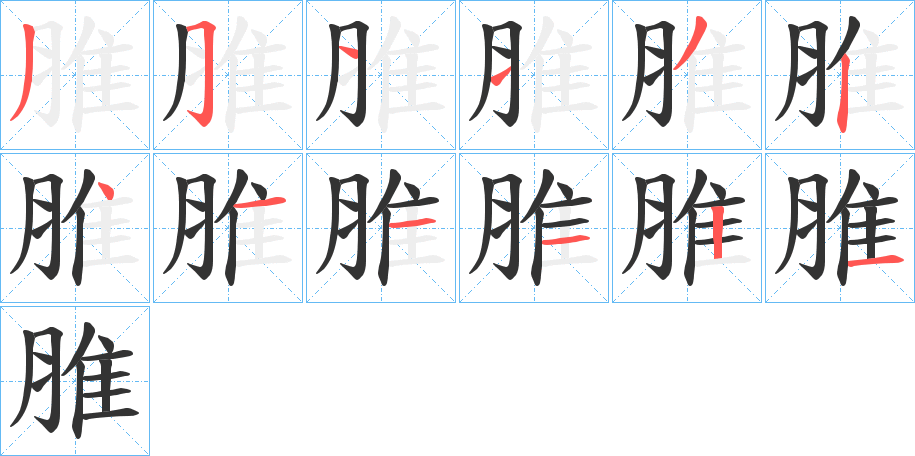 脽字笔顺步骤