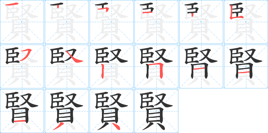賢字完整笔顺步骤图