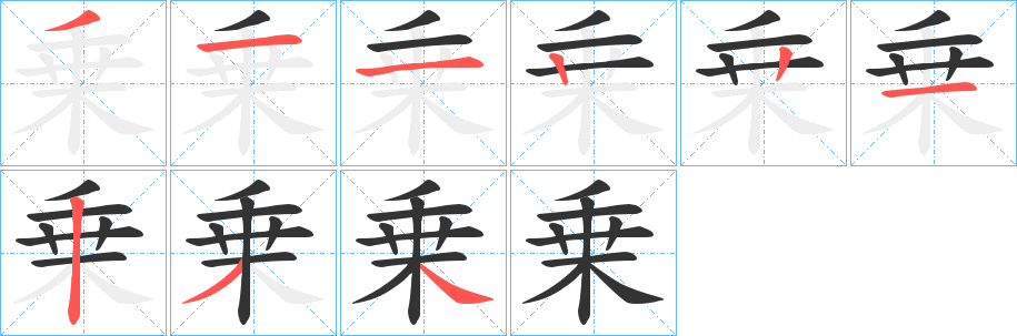 乗字完整笔顺步骤图