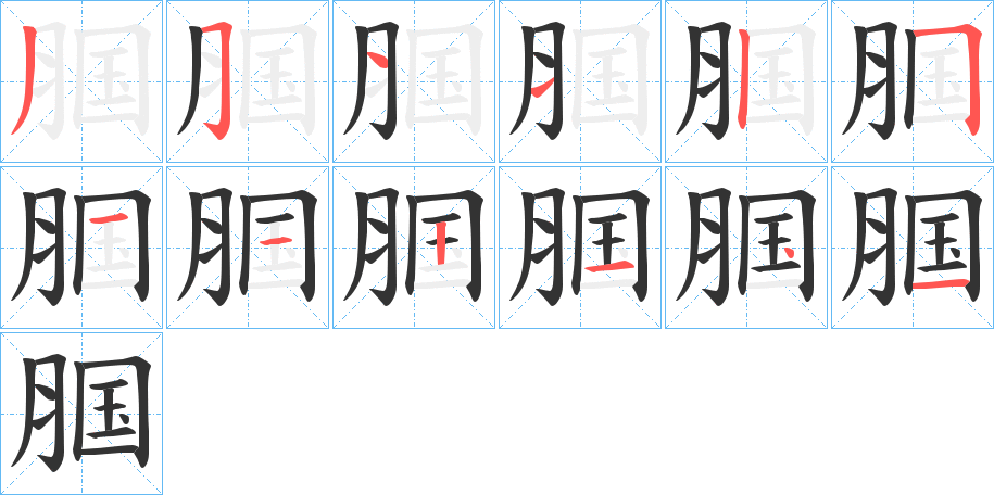 腘字笔顺步骤