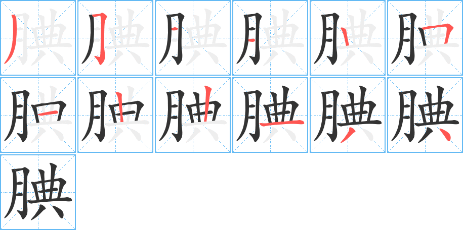 腆字完整笔顺步骤图