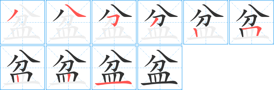 盆字完整笔顺步骤图