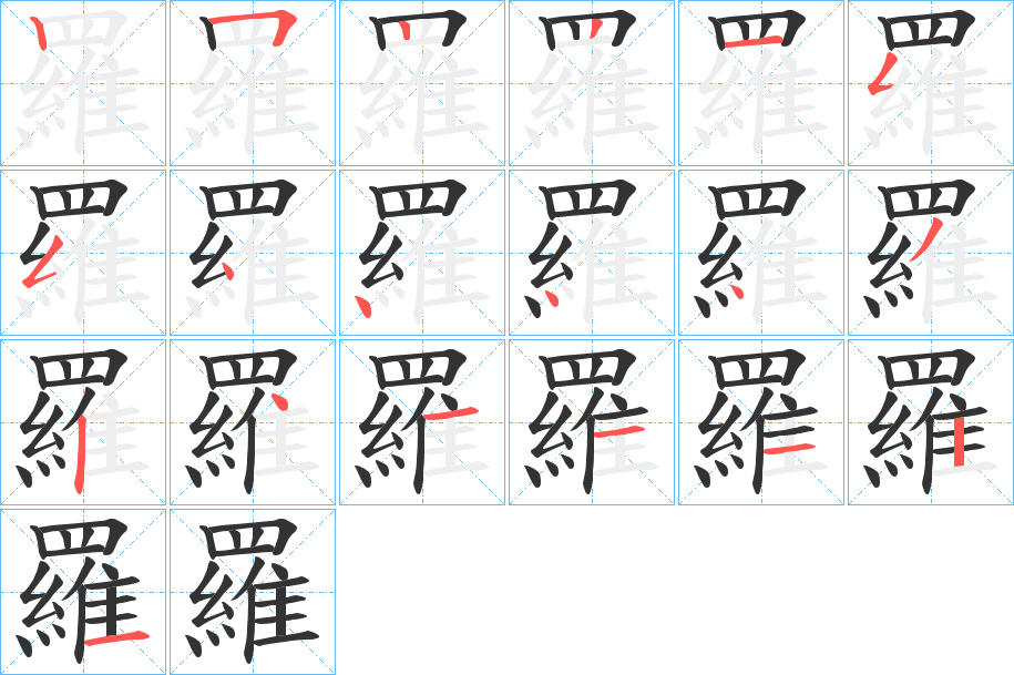 羅字完整笔顺步骤图