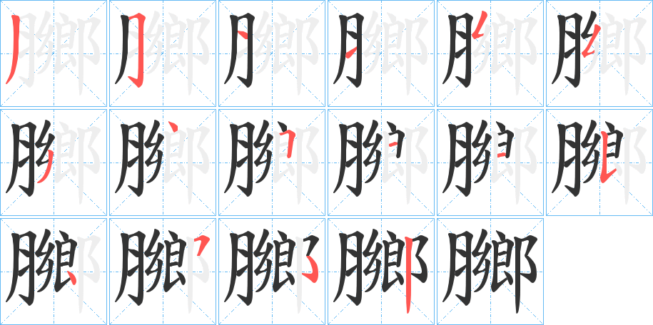 膷字笔顺步骤