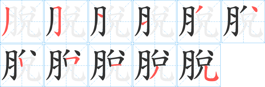 脫字完整笔顺步骤图