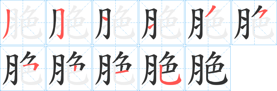 脃字笔顺步骤