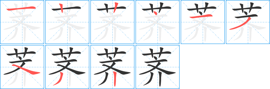 荠字完整笔顺步骤图
