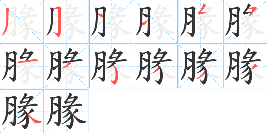 腞字笔顺步骤
