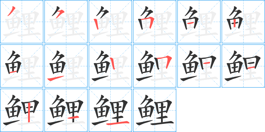 鲤字完整笔顺步骤图