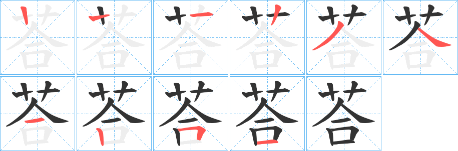 荅字完整笔顺步骤图