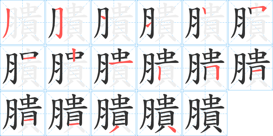 膭字笔顺步骤