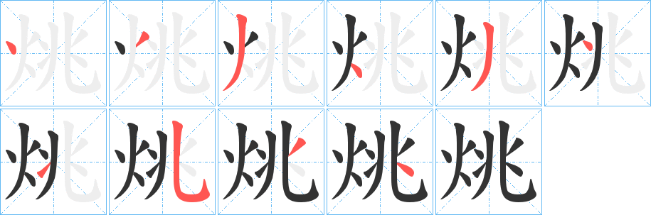 烑字笔顺步骤
