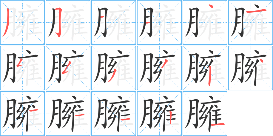 臃字完整笔顺步骤图