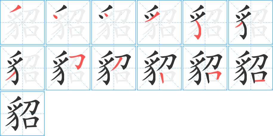 貂字完整笔顺步骤图