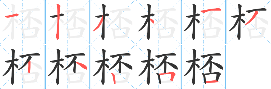 桮字笔顺步骤