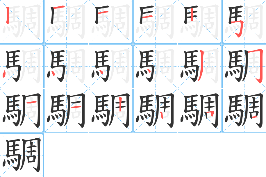 騆字笔顺步骤