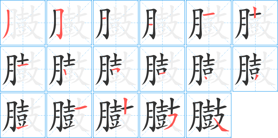 臌字完整笔顺步骤图