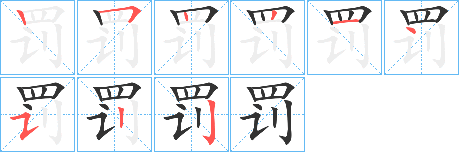 罚字完整笔顺步骤图