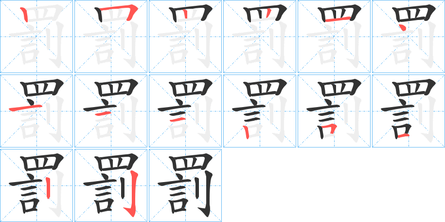 罰字完整笔顺步骤图
