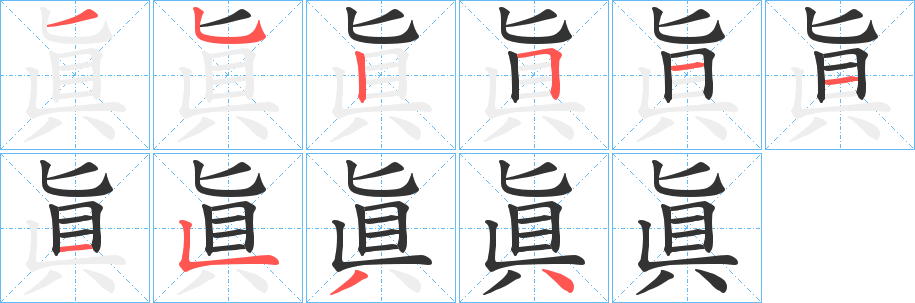 眞字完整笔顺步骤图