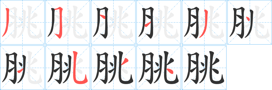 脁字完整笔顺步骤图