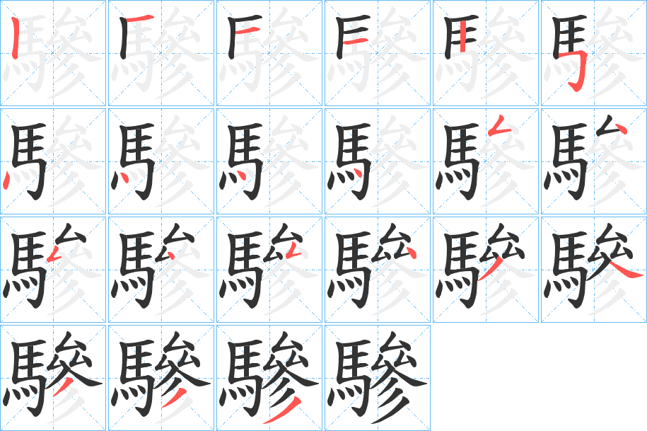 驂字笔顺步骤