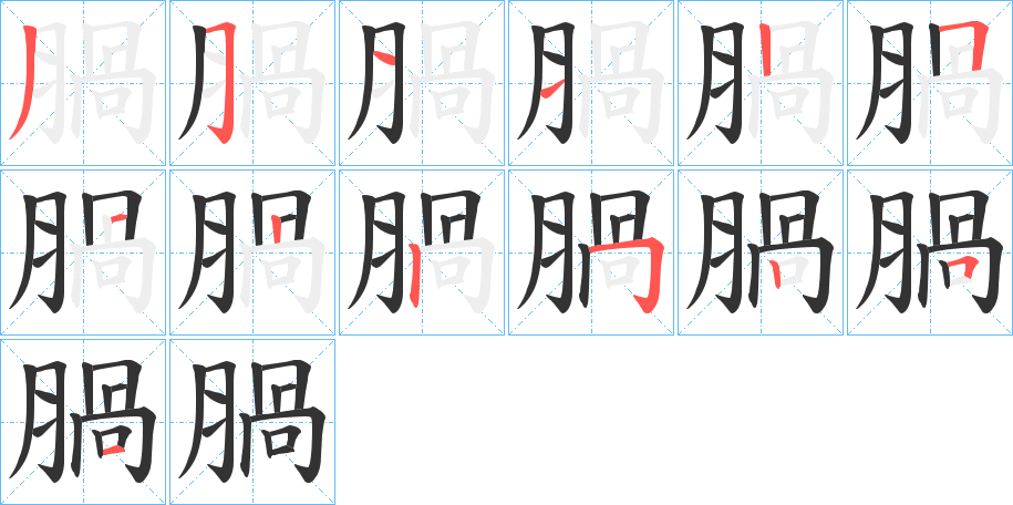 腡字笔顺步骤