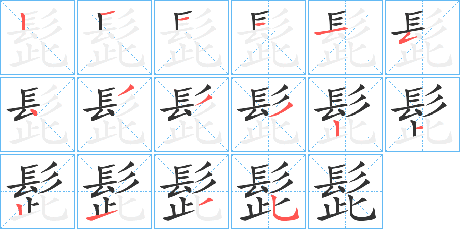 髭字完整笔顺步骤图