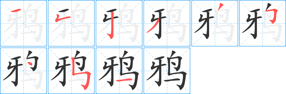 鸦字完整笔顺步骤图