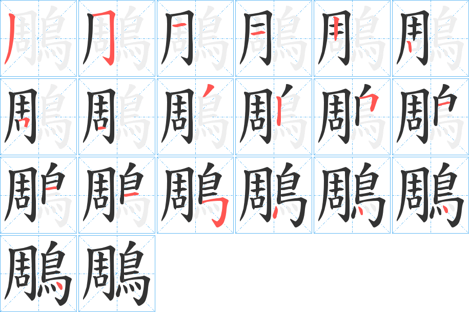 鵰字完整笔顺步骤图