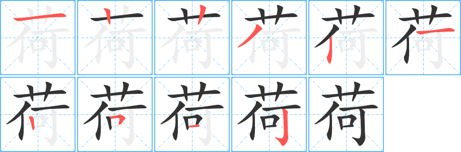 荷字完整笔顺步骤图