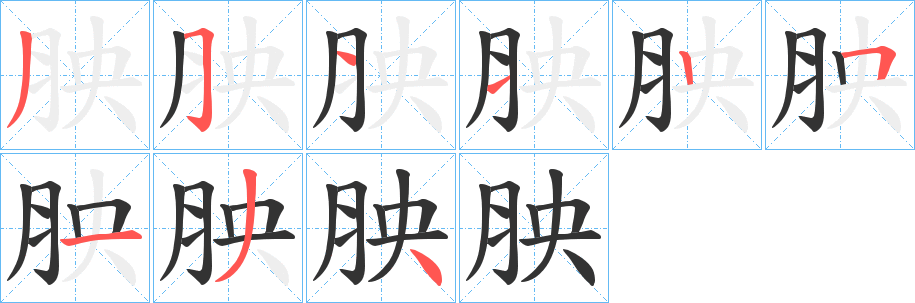 胦字笔顺步骤