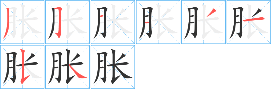胀字完整笔顺步骤图
