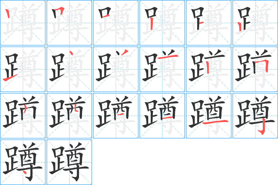 蹲字完整笔顺步骤图
