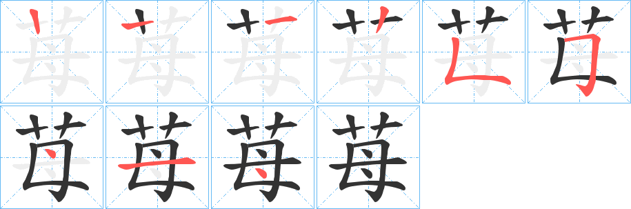 苺字完整笔顺步骤图