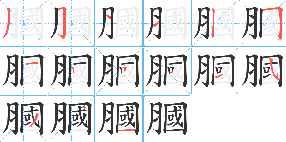 膕字完整笔顺步骤图