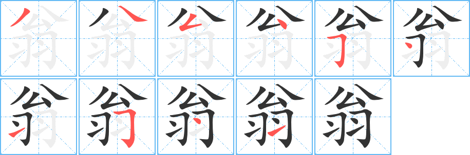 翁字完整笔顺步骤图