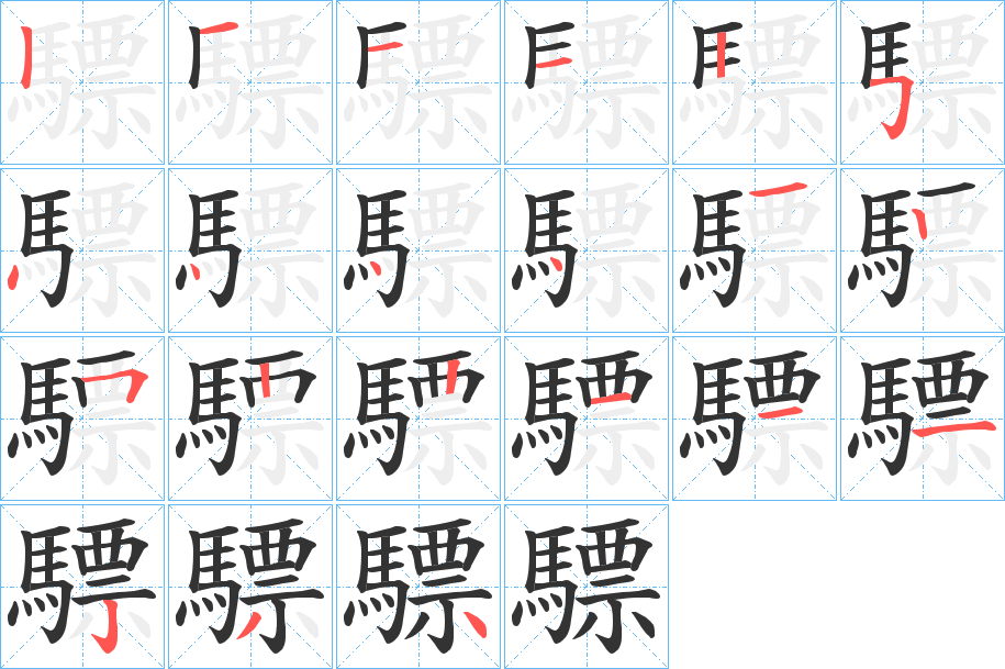 驃字完整笔顺步骤图