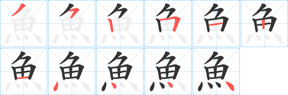 魚字完整笔顺步骤图