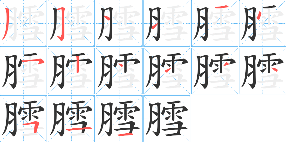 膤字笔顺步骤