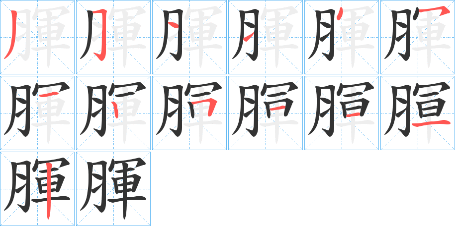 腪字笔顺步骤