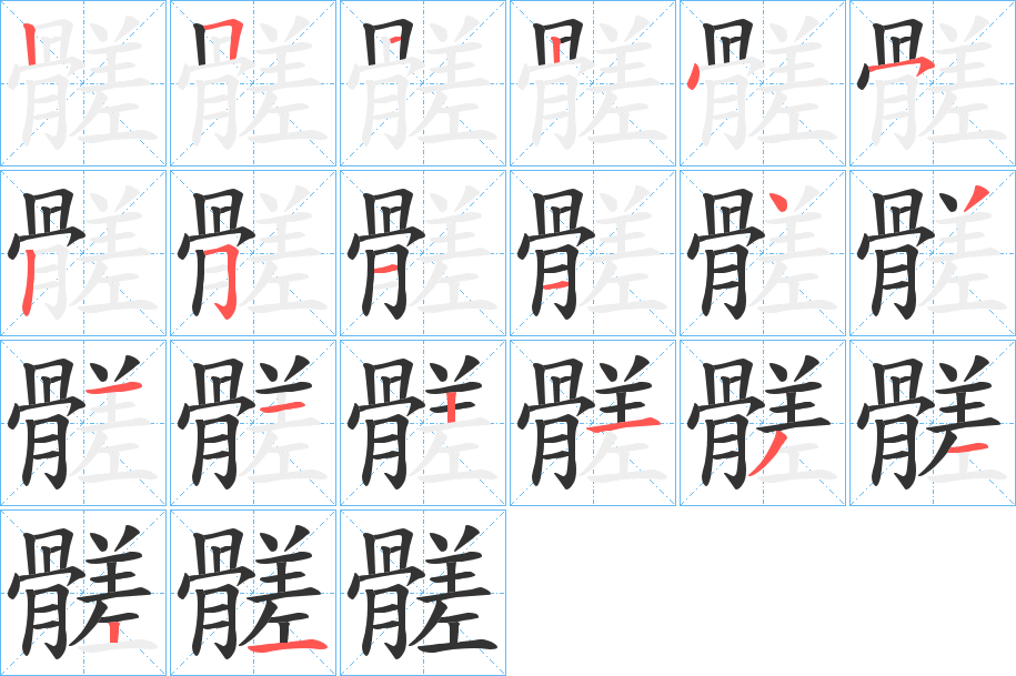 髊字笔顺步骤