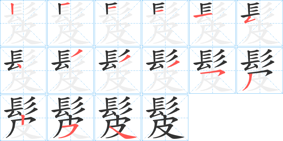 髲字笔顺步骤