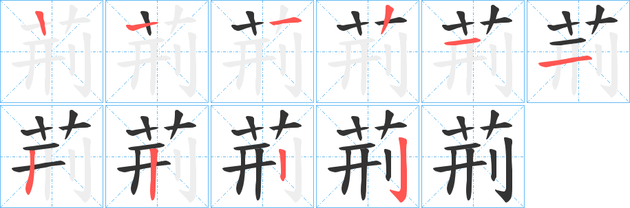 荊字完整笔顺步骤图