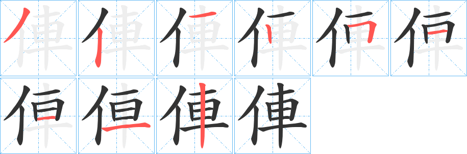 俥字笔顺步骤