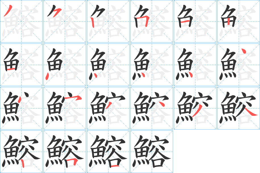 鰫字完整笔顺步骤图