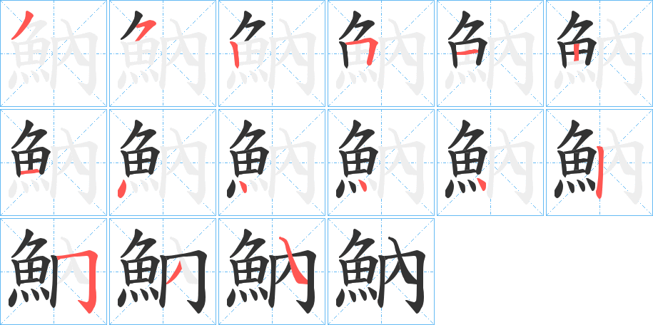 魶字笔顺步骤
