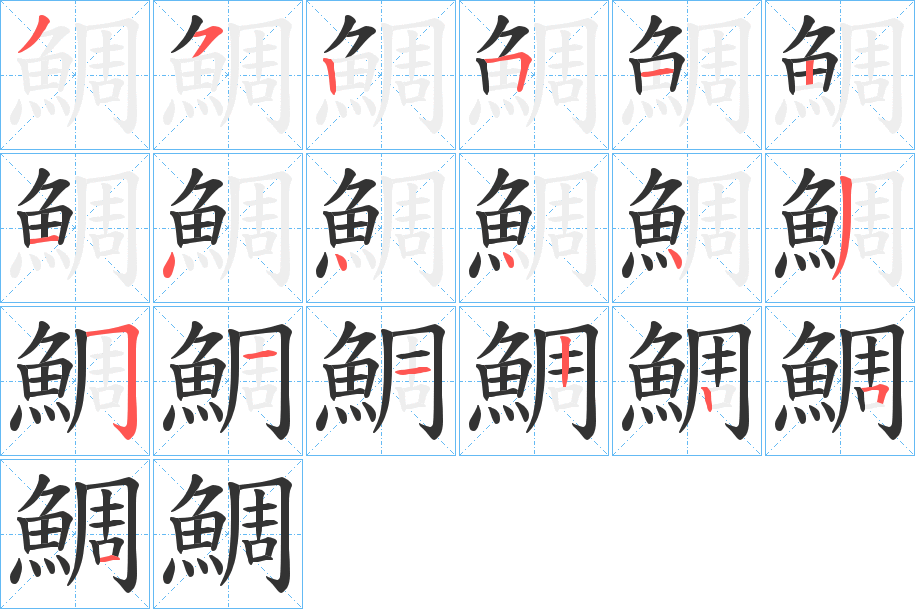鯛字完整笔顺步骤图