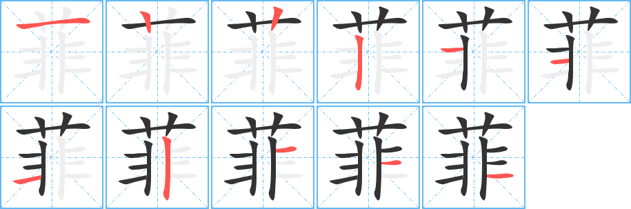 菲字完整笔顺步骤图